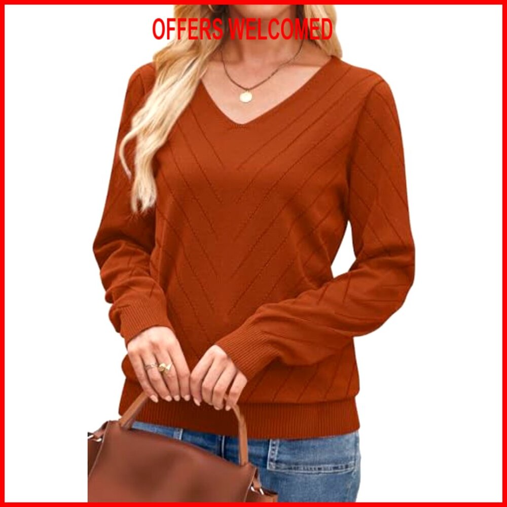 Viscose Nylon Polyester V-Neck Pullover Sweater L… - image 4